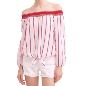 No Boundaries Red and White Stripe Blouse